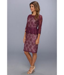 Adrianna Papell 3/4 Sleeve Lace Peplum Dress