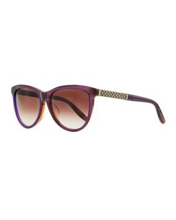 Intrecciato Arm Acetate Sunglasses, Purple   Bottega Veneta   Purple