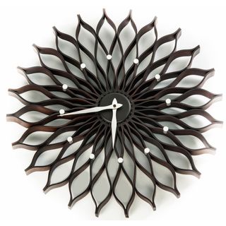 19 inch Nelson Espresso Bent Wood Sunflower Clock