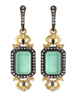 Old World Green Turquoise Filigree Drop Earrings with Diamonds   Armenta  