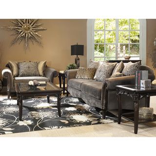 Lila Traditional Roll arm 2 piece Sofa Set With Accent Pillows
