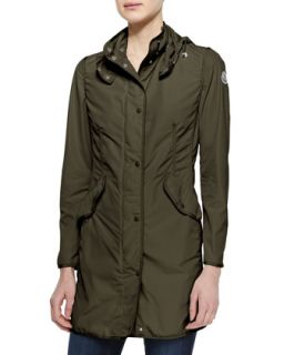 Womens Long Snap Front Jacket, Olive   Moncler   Olive (4/XL)