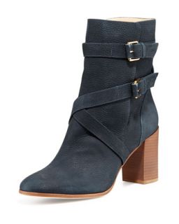lexy double buckle ankle boot, navy   kate spade new york   Navy (38.5B/8.5B)