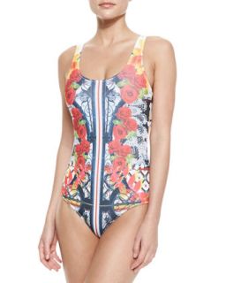 Womens Cigar Mixed Print One Piece Swimsuit   Clover Canyon   Multi (X SMALL)