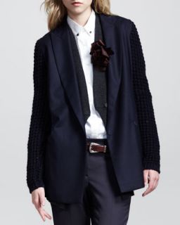 Womens Oversized Knit Sleeve Jacket   Brunello Cucinelli   Galaxy (42/6)