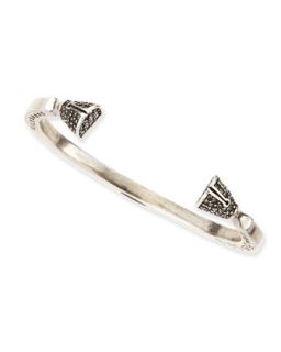 Pave Crystal Skinny Hoof Cuff, Silvertone   Giles & Brother   Antique silver