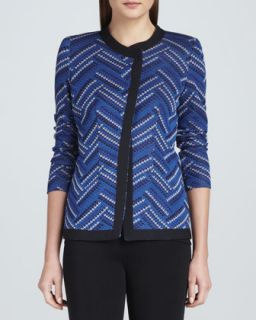 Womens Dani Geometric Patterned Jacket   Misook   Cornflower multi (SMALL