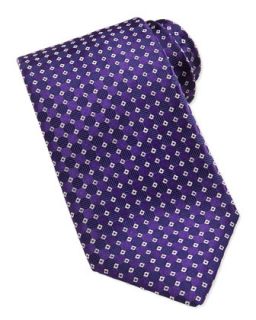 Mens Micro Squares Tie, Purple/White   Charvet   Purple/White