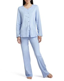 Womens Tonight Button Up Pajamas, Blue Bell   Hanro   Blue bell (X SMALL)