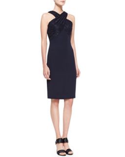 Womens Lace Strap Halter Cocktail Dress, Navy   David Meister   Navy (10)