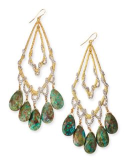 Orbiting Teardrop Earrings with Chrysocolla & Pave Crystals   Alexis Bittar  