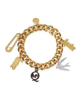 Light Golden Love/Hate Charm Bracelet   McQ Alexander McQueen   Light gold