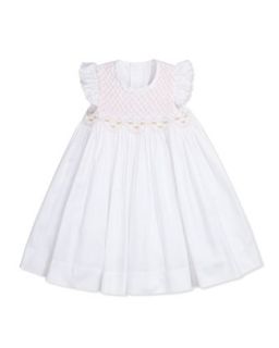 Brianna Smocked Dress, White   Kissy Kissy   White/Pink (18M 24M)