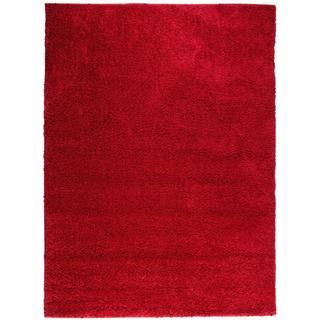 Plain Solid Shag Red Well woven Area Rug (67 X 910)