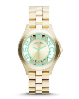 34mm Henry Skeleton Watch, Yellow Golden/Mint   MARC by Marc Jacobs   Gold (4mm