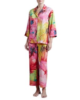 Womens Gala Notch Satin Pajamas   Natori   Multi (MEDIUM/10 12)