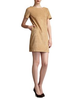 Womens Sueded Zip Detail Dress   Phoebe by Kay Unger   Camel (12)