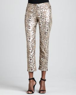Foiled Cheetah Print Ankle Jeans, Womens   Berek   Beige multi (22W)
