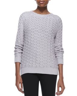 Womens Long Sleeve Lace Stitch Sweater, Plaster Lily   Theyskens Theory  