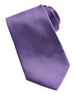 Mens Textured Check & Dot Silk Tie, Purple   Ermenegildo Zegna   Purple