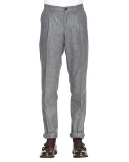 Mens Single Pleat Flannel Pants   Brunello Cucinelli   Light grey (50)