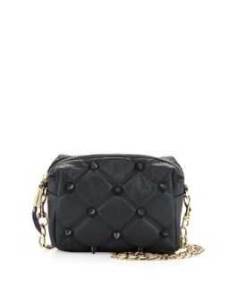 Empress Quilted Spiked Crossbody Bag, Navy   Deux Lux
