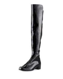 Reserve Wide Patent Stretch Back Over the Knee Boot, Black   Stuart Weitzman  
