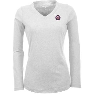 Antigua Washington Nationals Womens Flip Long Sleeve V neck T Shirt   Size