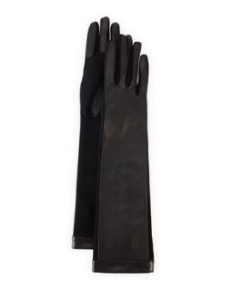 Long Lambskin Gloves with Suede, Black   Lanvin   Black (6.5)