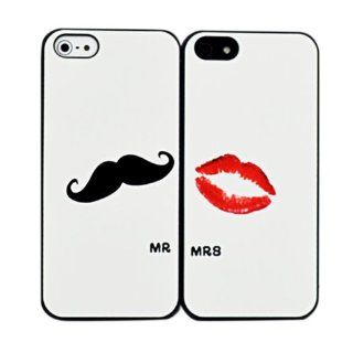 Caseland Cartoon Couple 2pcs His & Hers Hard Protector Case Protective Cover for Iphone 5 5s (Lips and Mustache ) Books
