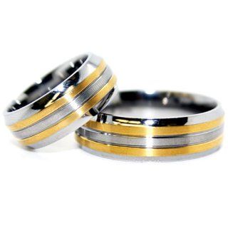 Blue Chip Unlimited   Matching 8mm Titanium and 18k Gold Rings His & Hers Ring Set Wedding Bands Engagement Rings (Available in Whole & Half Sizes 5 15) Jewelry