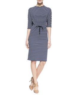 Womens Nautical Striped Jersey Dress   Michael Kors   Midnight/Optic wh (10)