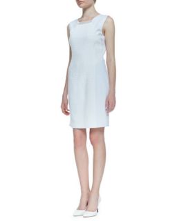 Womens Sleeveless Croc Jacquard Gramercy Dress, White   Elie Tahari   White