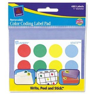 Avery Consumer Products Products   Color coding Labels, 3/4" Round, 480 Labels, Assorted   Sold as 1 PK   Color coding label pad lets you write, peel and stick these 3/4" round labels wherever you need them. Simply write on the label, peel away f