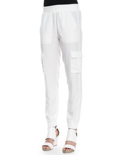 Womens Jersey Cargo Pocket Track Pants   BCBGMAXAZRIA   Off white (SMALL)