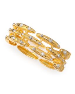 Crystal Studded Scalloped Bangle   Alexis Bittar   Gold