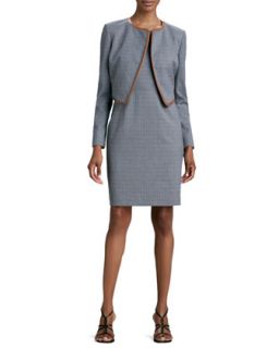 Womens Mini Houndstooth Sleeveless Dress & Jacket Set   Albert Nipon  