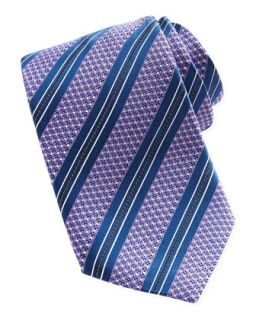 Mens Textured Striped Silk Tie, Purple   Ermenegildo Zegna   Purple
