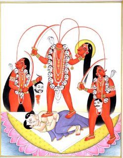 Chhinnamasta, Who Decapitates Herself to Feed Devotees   Watercolor on Paper   Artist  Kailash Raj   Watercolor Paintings