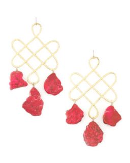 Red Howlite Drop Earrings   Devon Leigh   Red/Pink