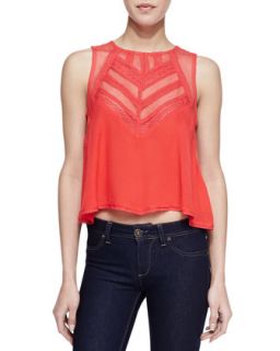 Womens Short Sleeve Shellstock Top, Poppy Red   Free People   Red (LARGE)