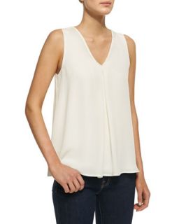 Womens Lesay Double Georgette Sleeveless Tank   Theory   Ivory (PETITE)