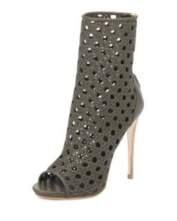 Open Toe Woven Leather Ankle Boot, Army Green   Giuseppe Zanotti   Army green