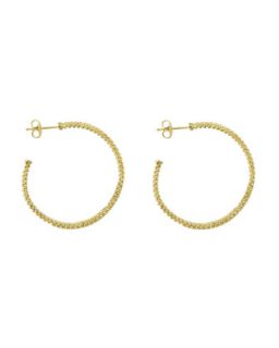 18k Gold Caviar Beaded Hoop Earrings, 35mm   Lagos   Gold (18k ,35mm ,5mm )
