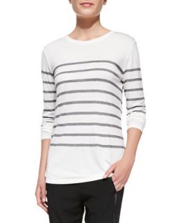 Womens Jersey Striped Long Sleeve Top   Vince   Off white/Black (MEDIUM)