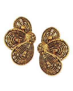 Golden Layered Flower Clip On Earrings   Jose & Maria Barrera   Red