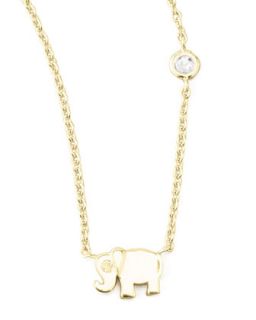Elephant Pendant Necklace with Diamond, Golden   SHY by Sydney Evan   Gold