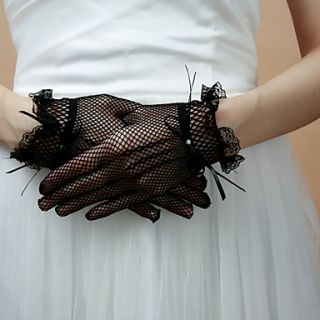 Beautiful Spandex Fishnet Fingertips Wrist Length Evening/Party Gloves