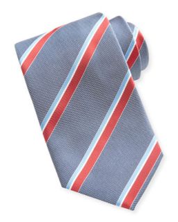 Mens Woven Oxford Repp Stripe Tie, Blue   Brioni   Blue