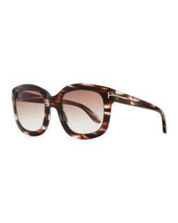 Christophe Oversized Sunglasses, Brown   Tom Ford   Brown/Grey